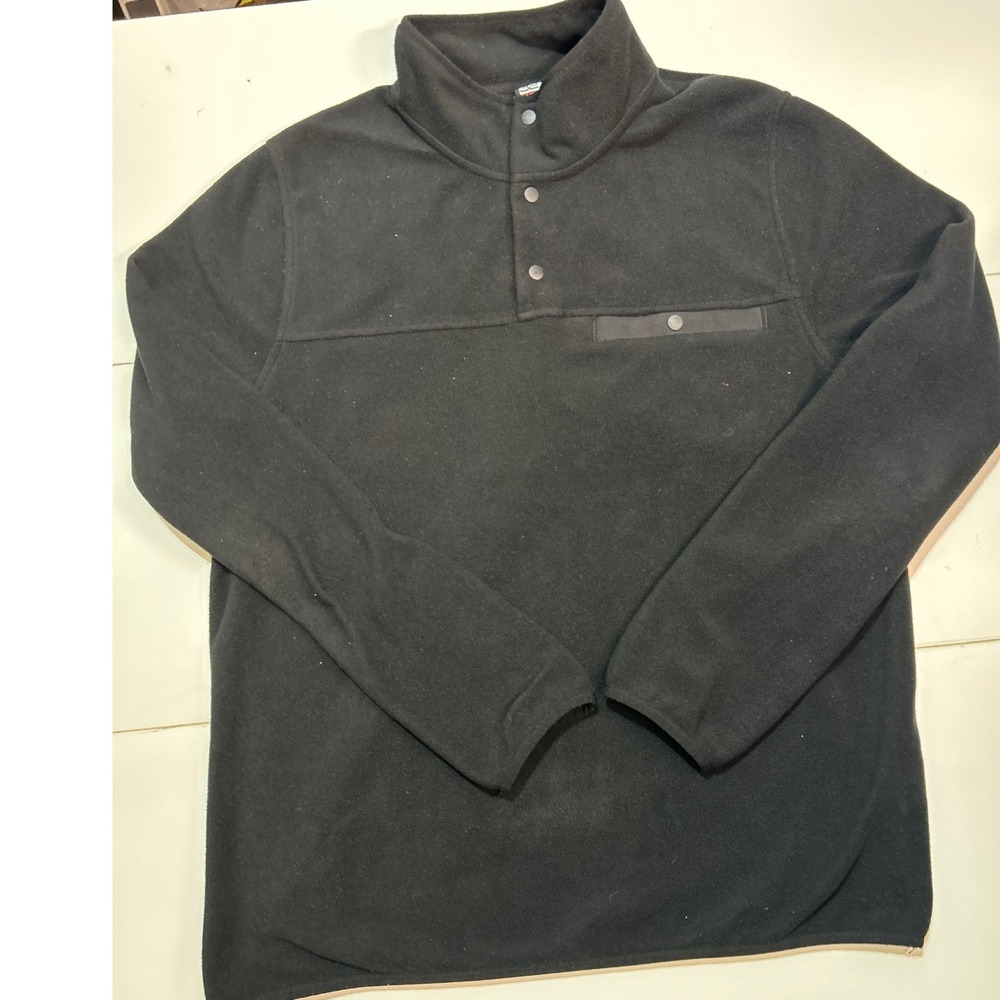 32 Degrees Heat Mens Pullover Fleece‎ Top Black Long Sleeve Size Large